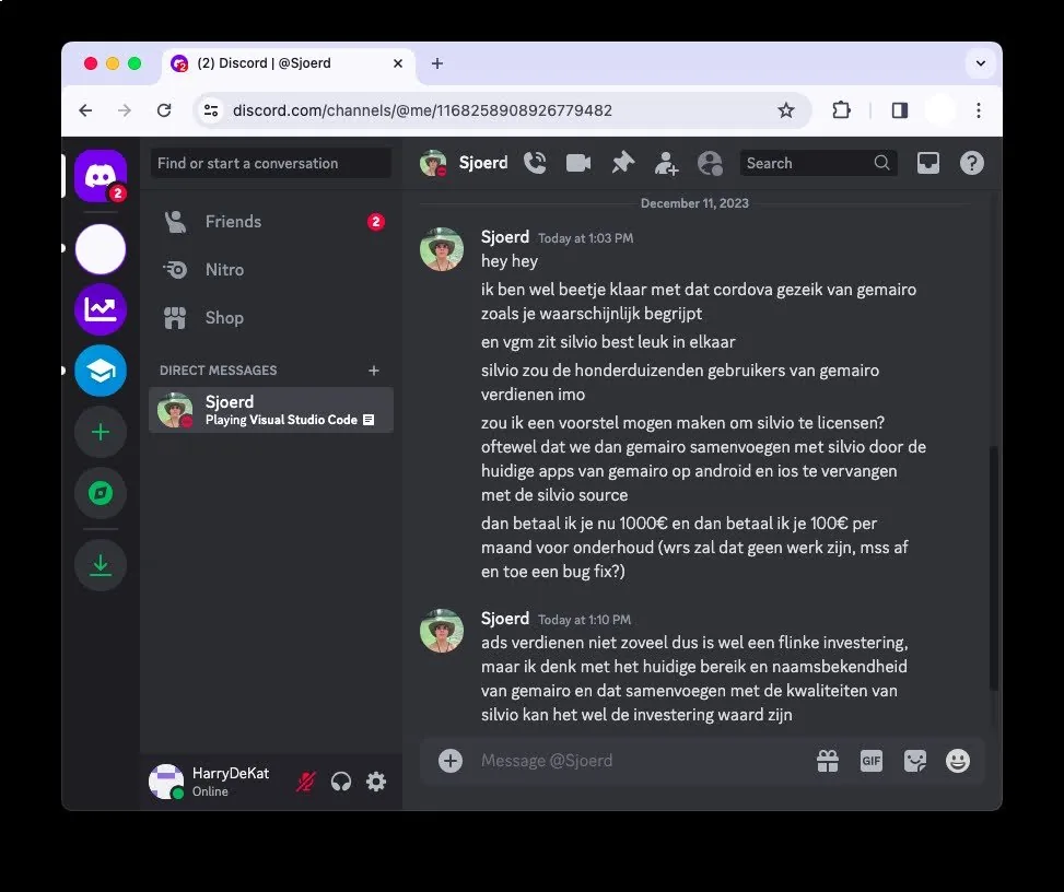 Sjoerd ontdekt Silvio op Discord